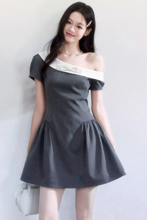 Contrasting Off-Shoulder Princess Dress