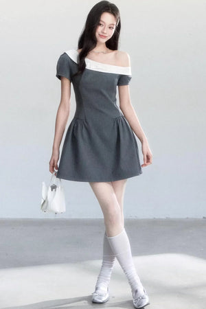 Contrasting Off-Shoulder Princess Dress