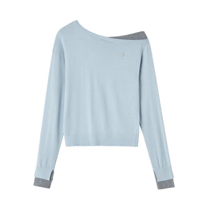 Contrasting Slanted Two Sweaters