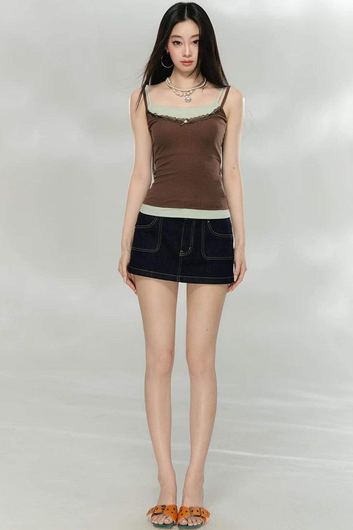 Contrasting Stitch Lyocell Camisole