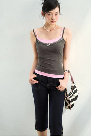 Contrasting Stitch Lyocell Camisole