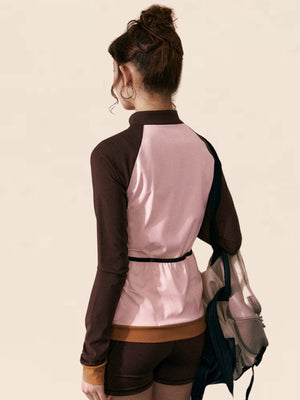 Contrasting Stitching Long-Sleeved Set-Up