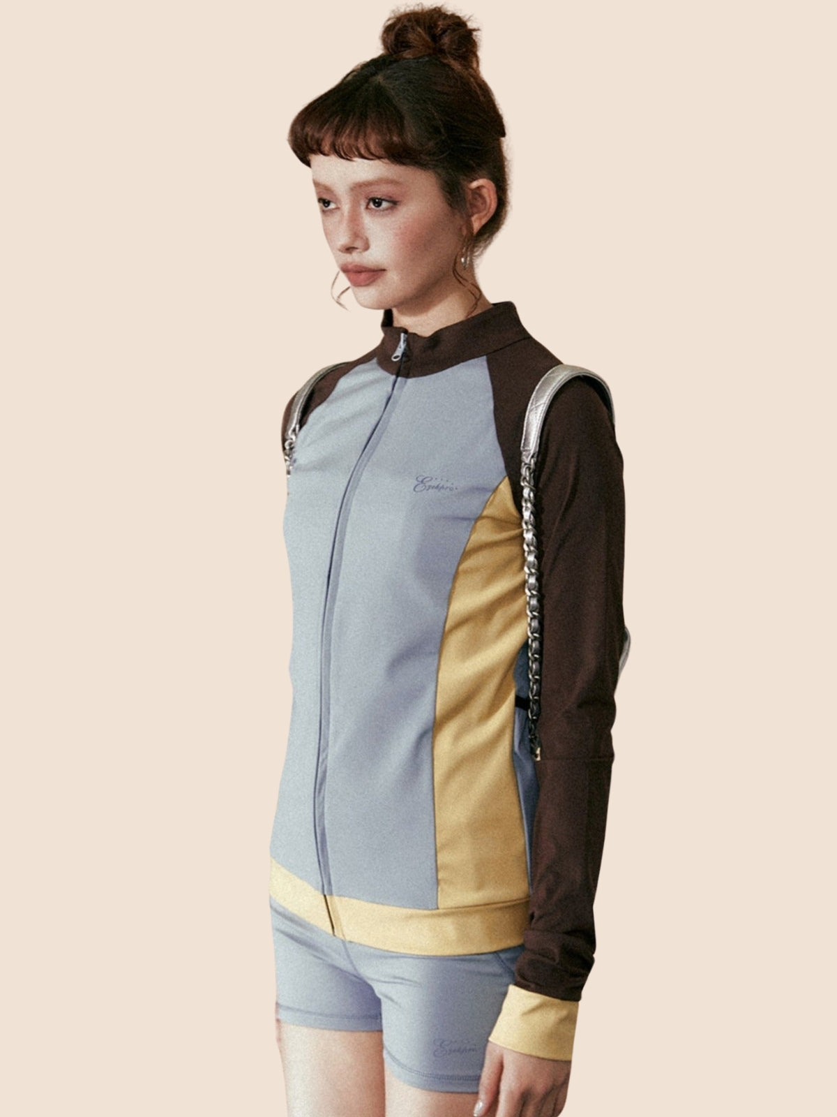 Contrasting Stitching Long-Sleeved Set-Up