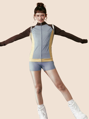 Contrasting Stitching Long-Sleeved Set-Up