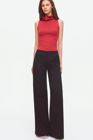 Convertible Collar Sleeveless Knit Top