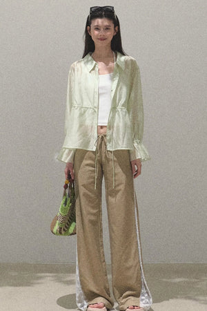 Copper Lace Wide Leg Pants