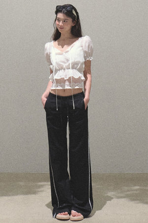 Copper Lace Wide Leg Pants