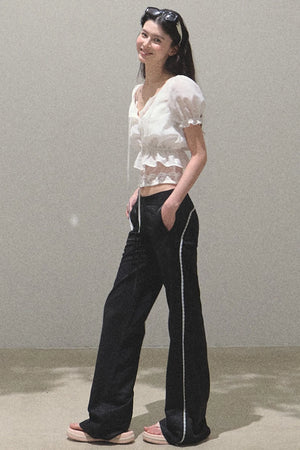 Copper Lace Wide Leg Pants