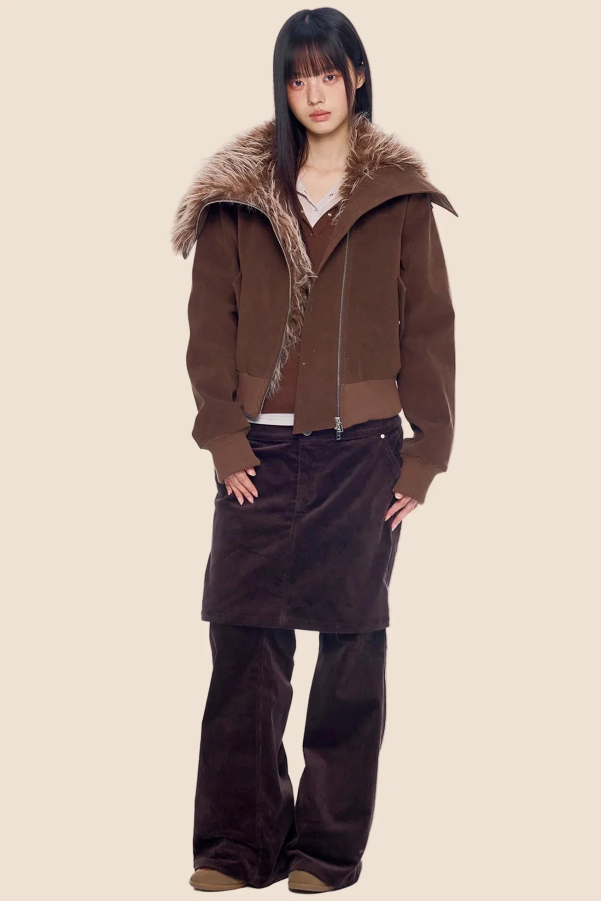 Corduroy Flared Skirt Pants