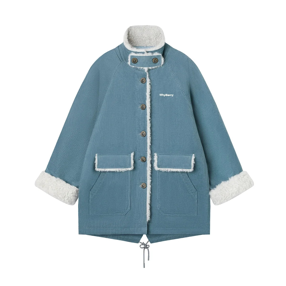 Corduroy Patchwork Fur Collar Jacket