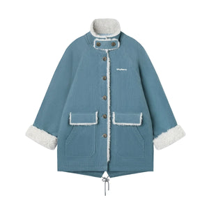 Corduroy Patchwork Fur Collar Jacket