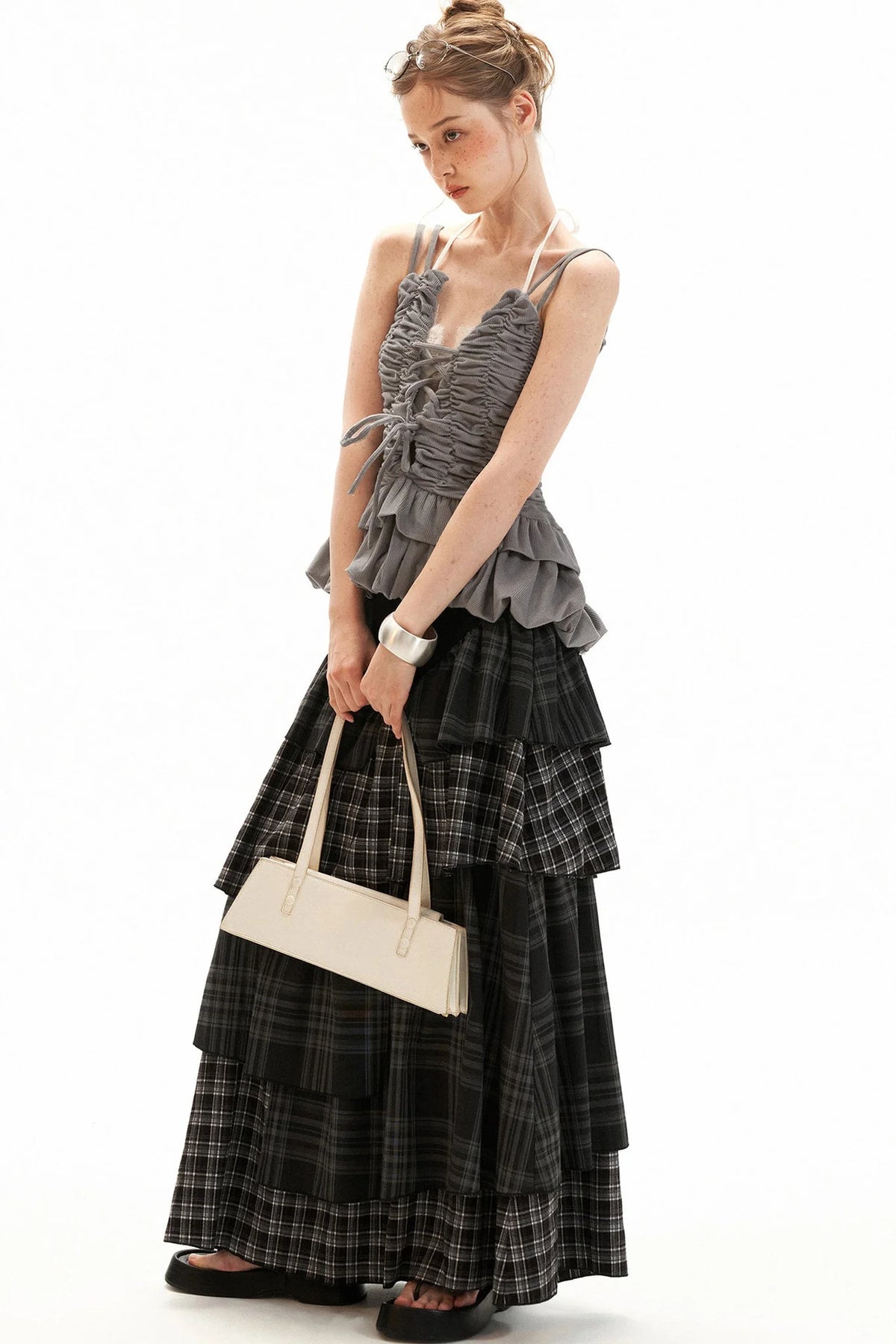 Corduroy Pleated Camisole Top Set-Up