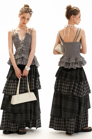 Corduroy Pleated Camisole Top Set-Up