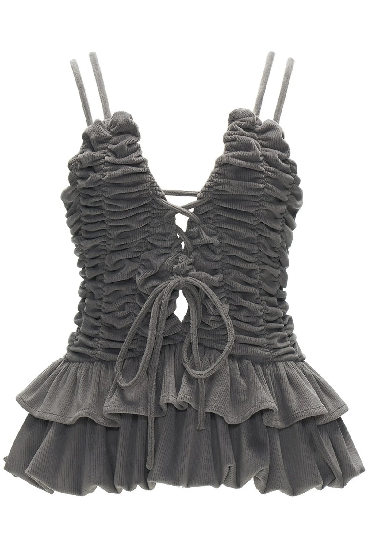Corduroy Pleated Camisole Top Set-Up