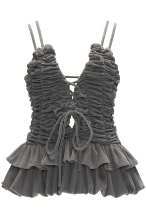 Corduroy Pleated Camisole Top Set-Up