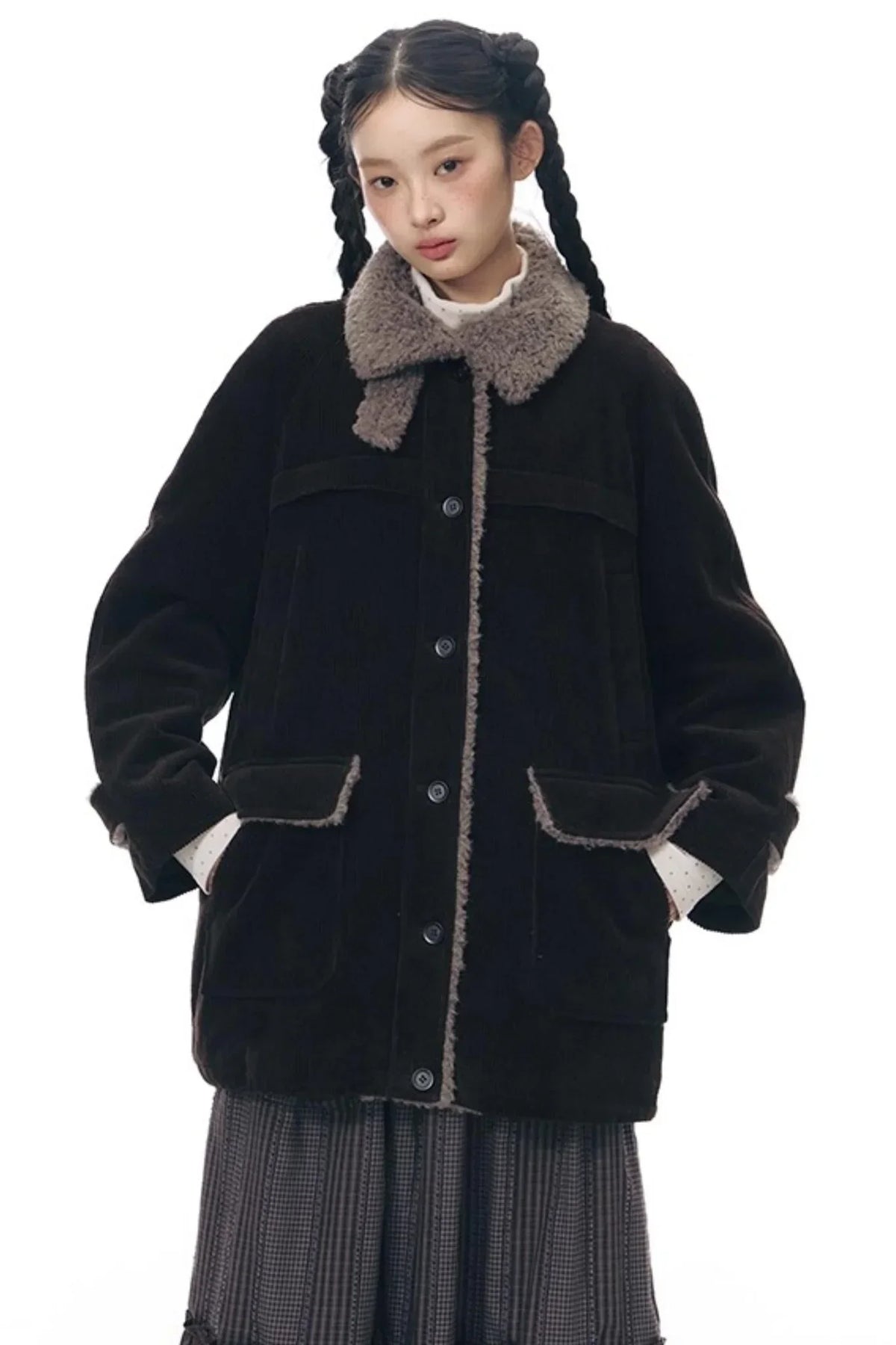 Corduroy Plush Patchwork Jacket
