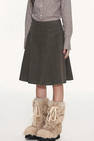 Corduroy Split A-Line Skirt