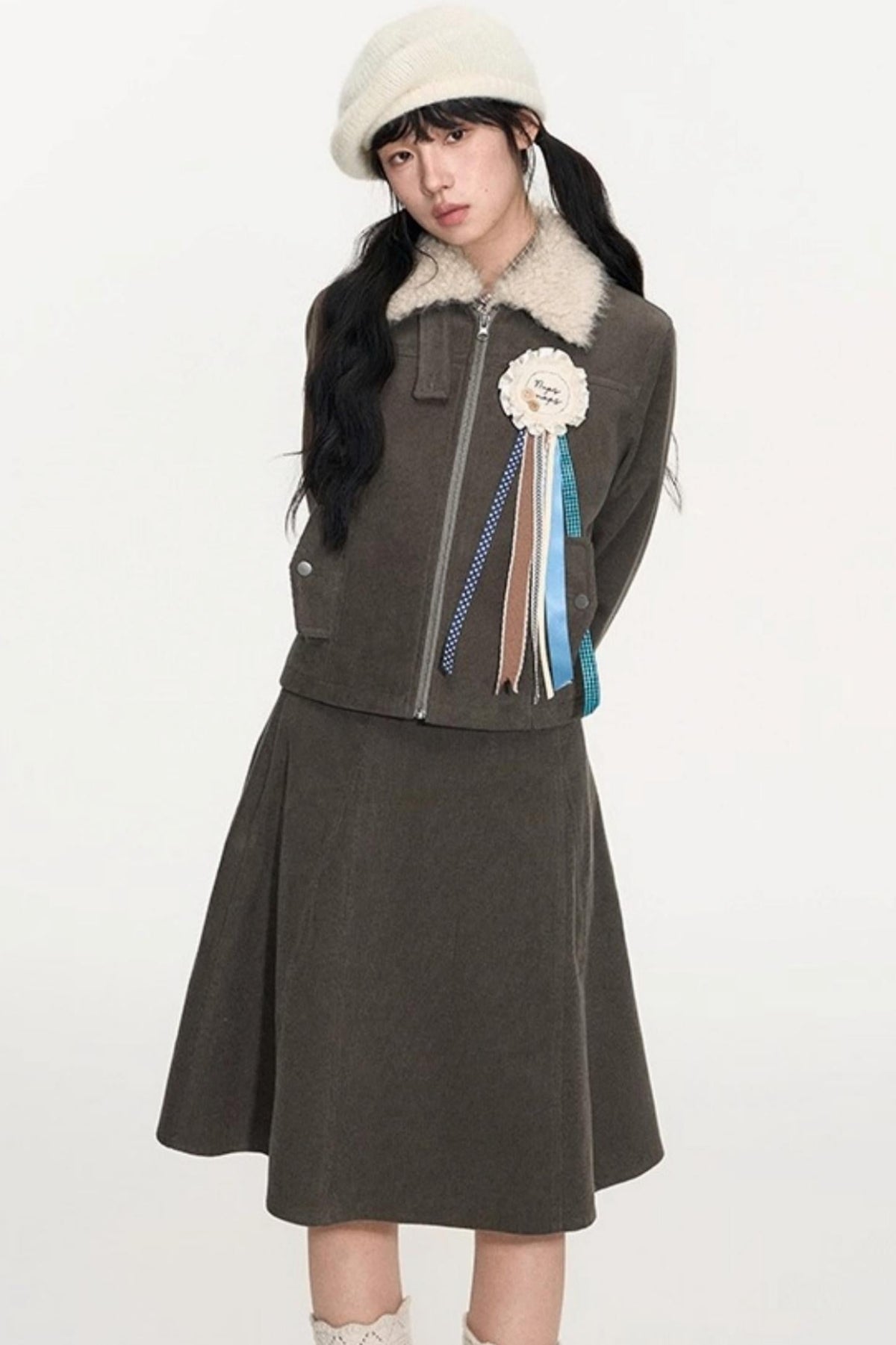 Corduroy Split A-Line Skirt