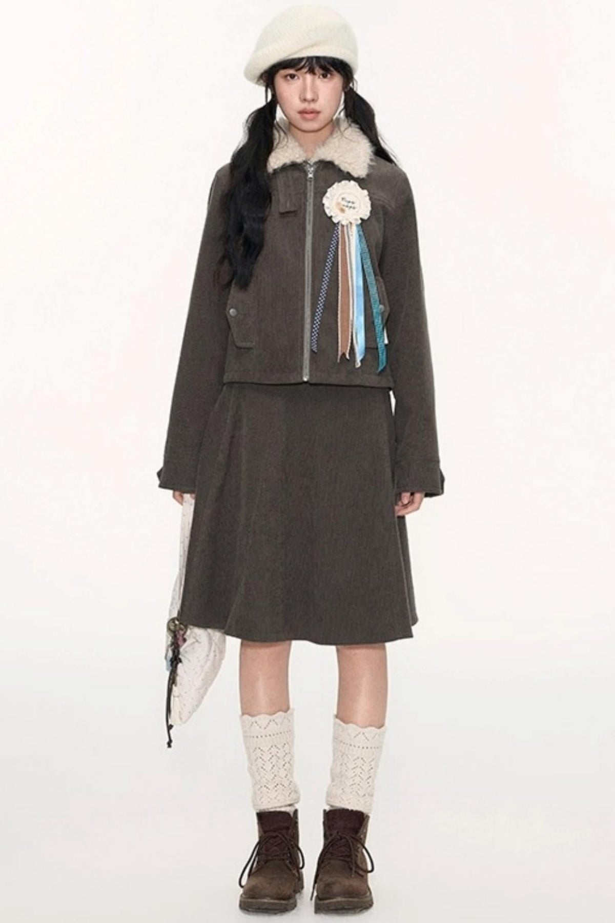 Corduroy Split A-Line Skirt