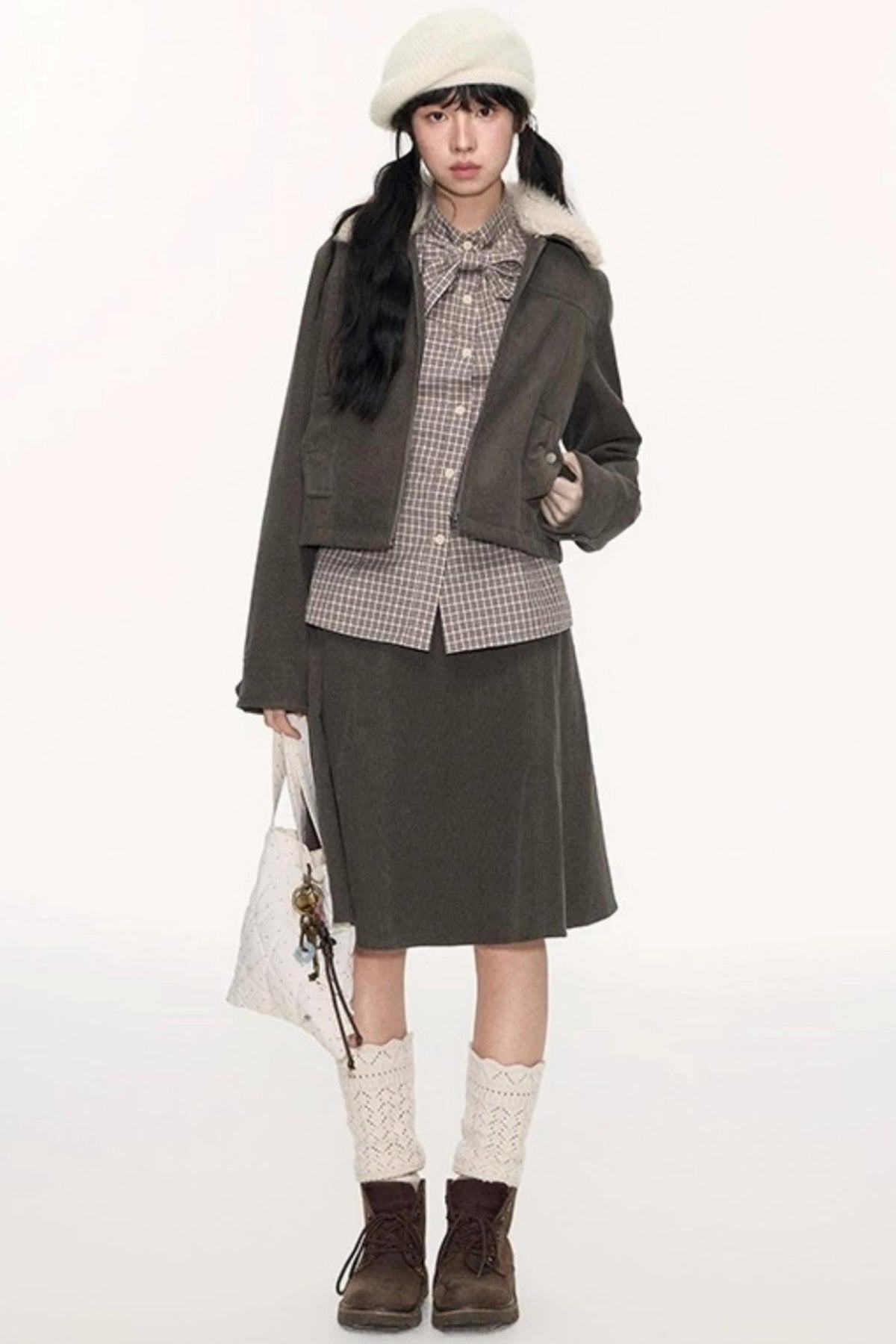 Corduroy Split A-Line Skirt