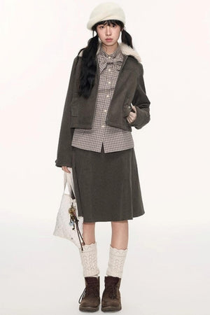 Corduroy Split A-Line Skirt