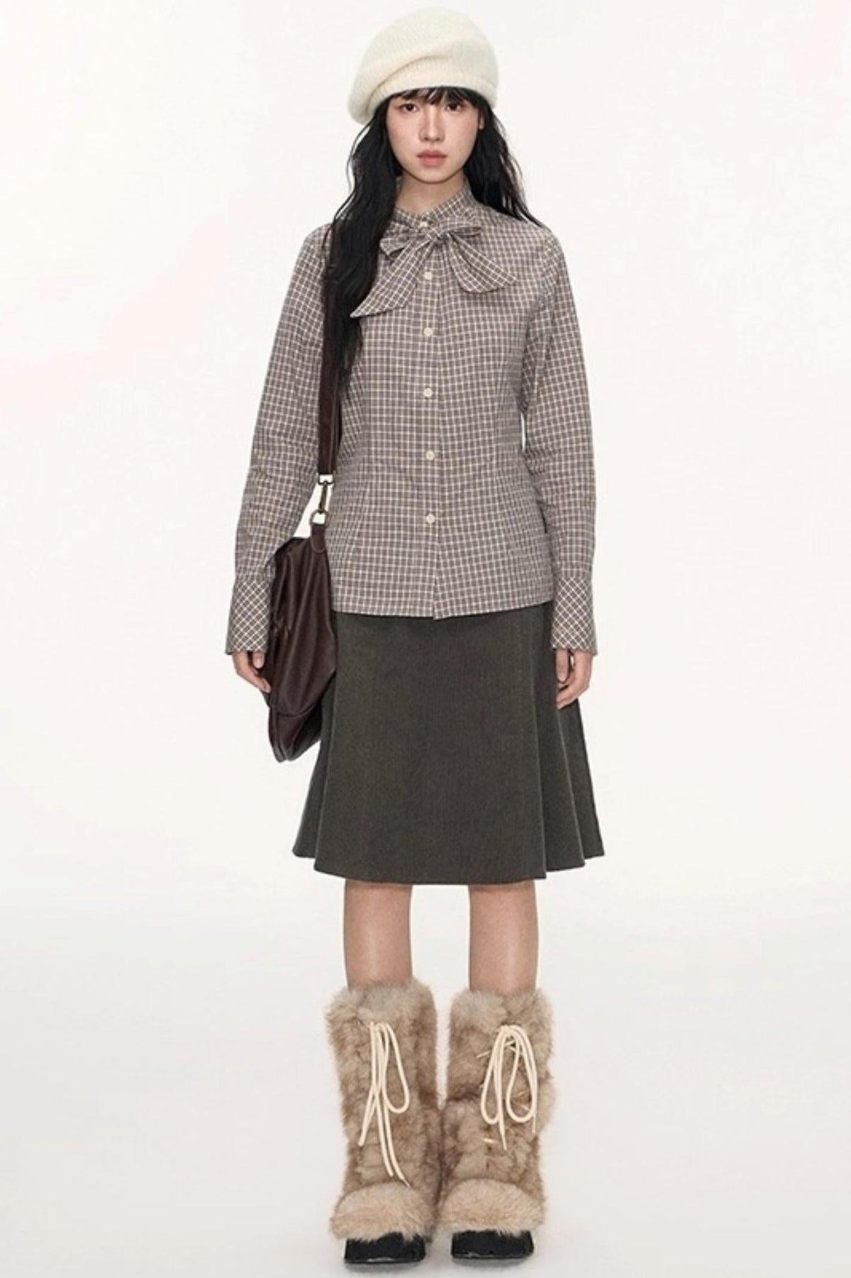 Corduroy Split A-Line Skirt