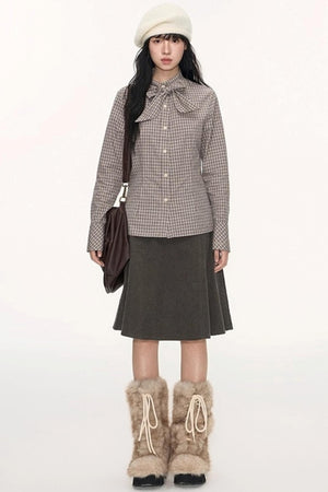 Corduroy Split A-Line Skirt