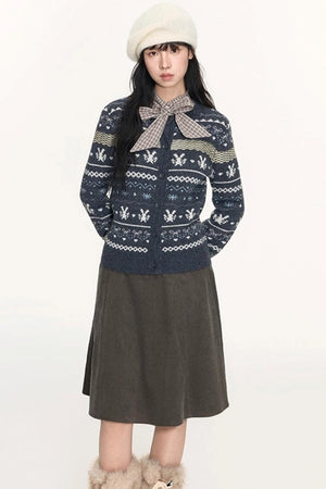 Corduroy Split A-Line Skirt