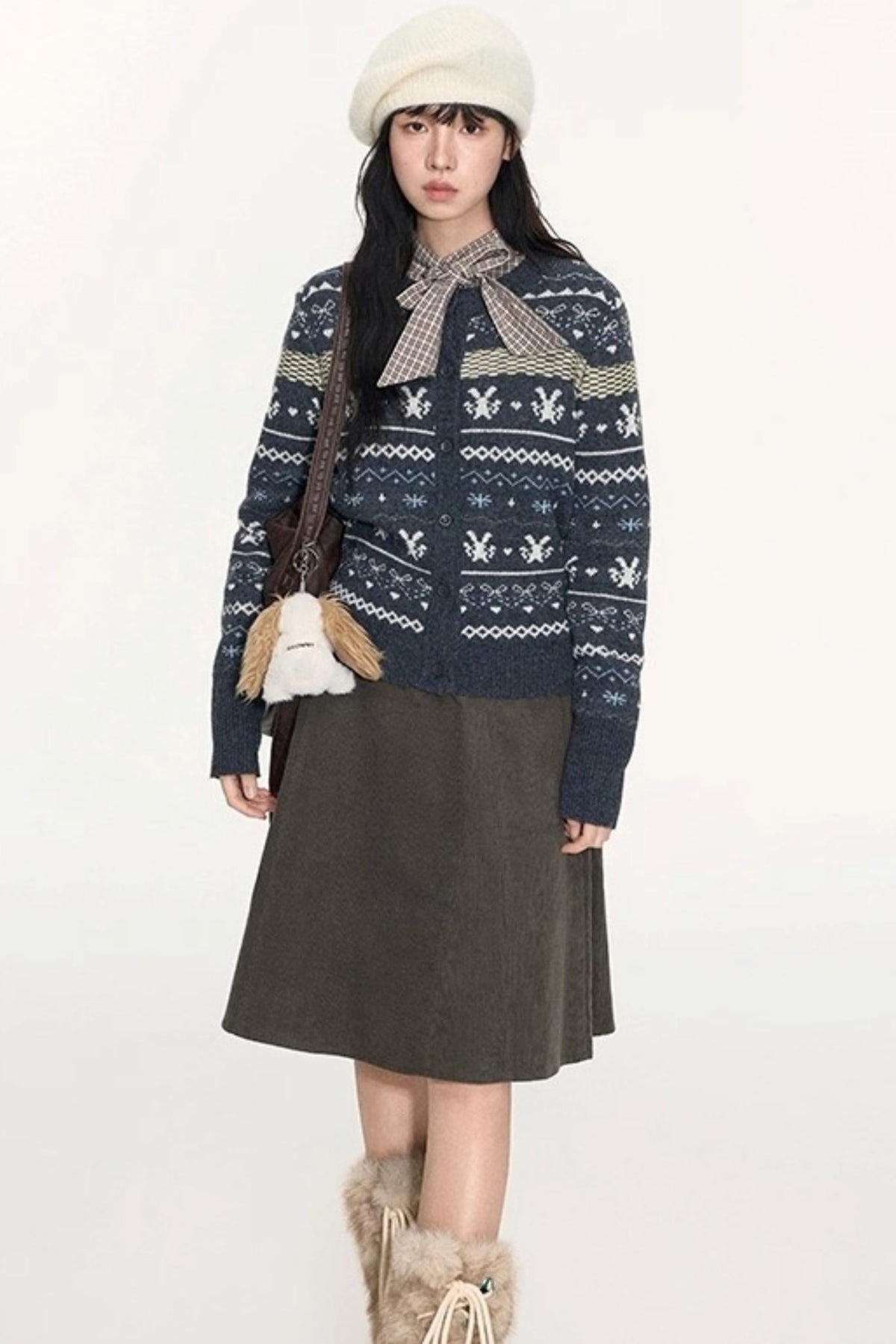 Corduroy Split A-Line Skirt