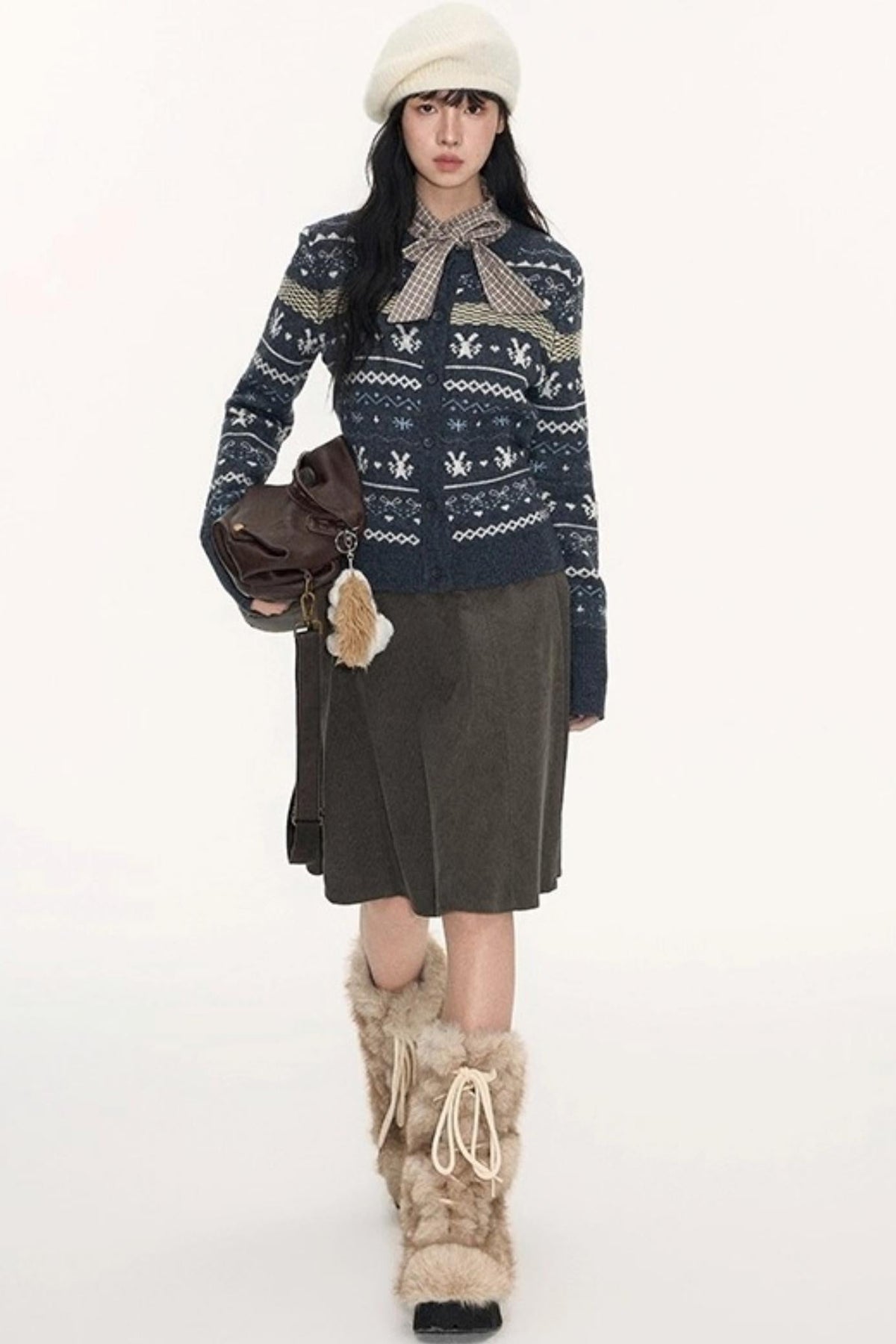 Corduroy Split A-Line Skirt