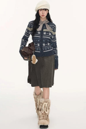 Corduroy Split A-Line Skirt