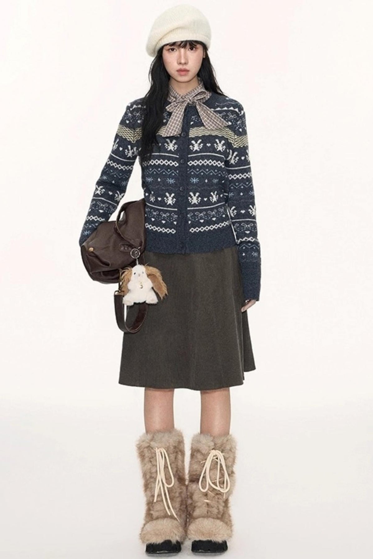 Corduroy Split A-Line Skirt