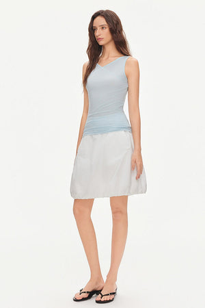 Cotton Drawstring Flower-Bud Skirt
