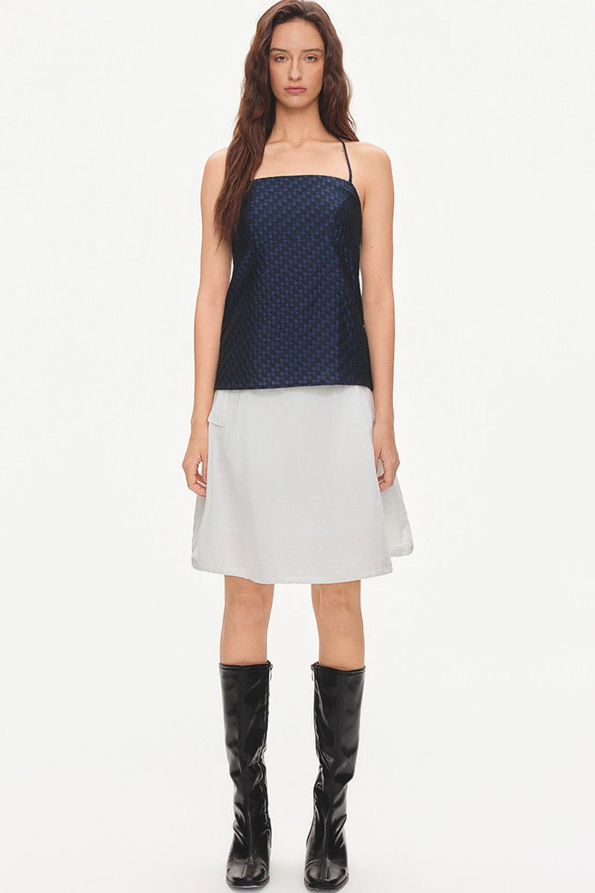 Cotton Drawstring Flower-Bud Skirt