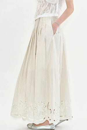 Cotton Embroidered A-Line Skirt