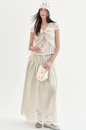 Cotton Embroidered A-Line Skirt
