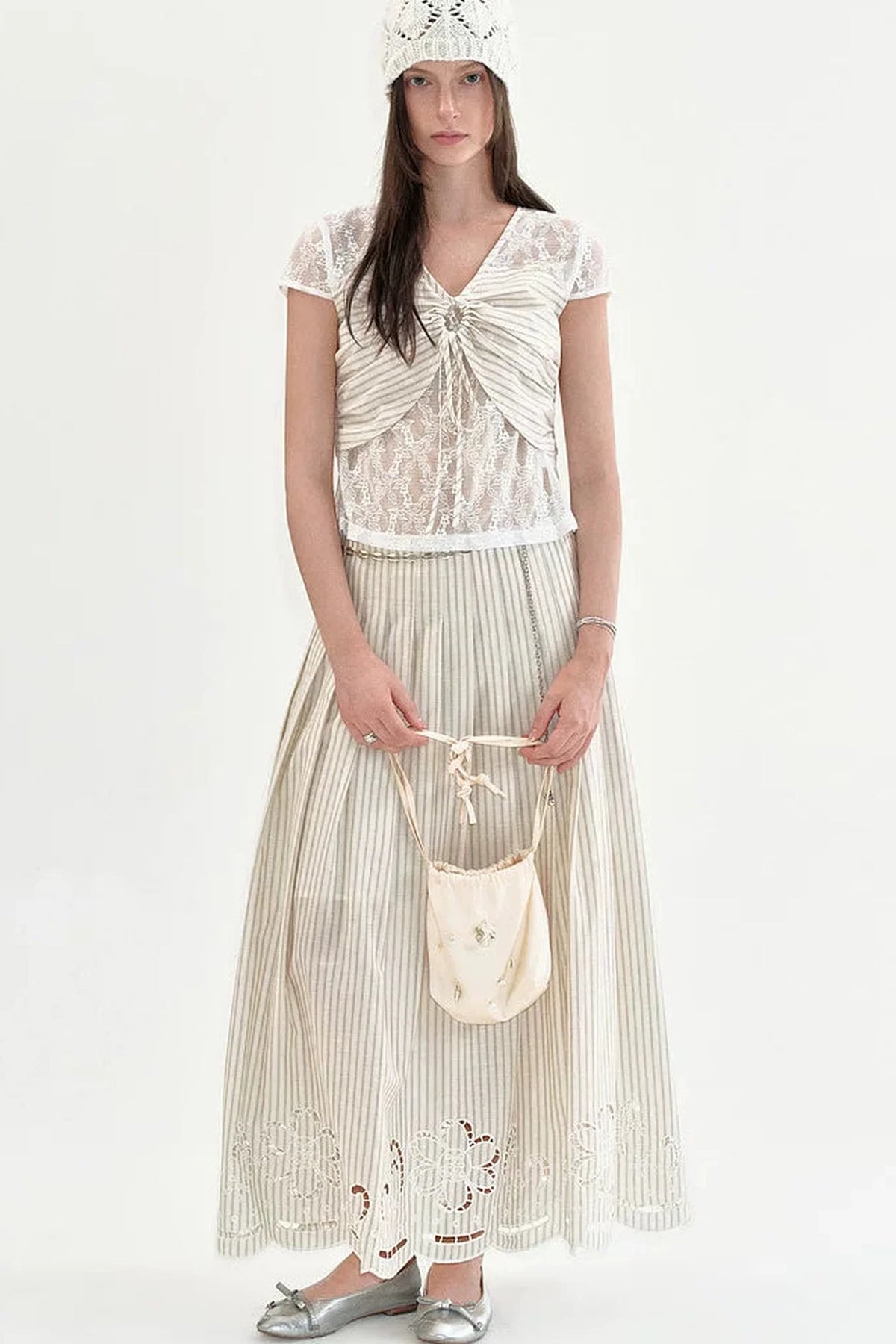 Cotton Embroidered A-Line Skirt