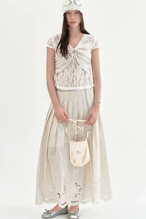 Cotton Embroidered A-Line Skirt