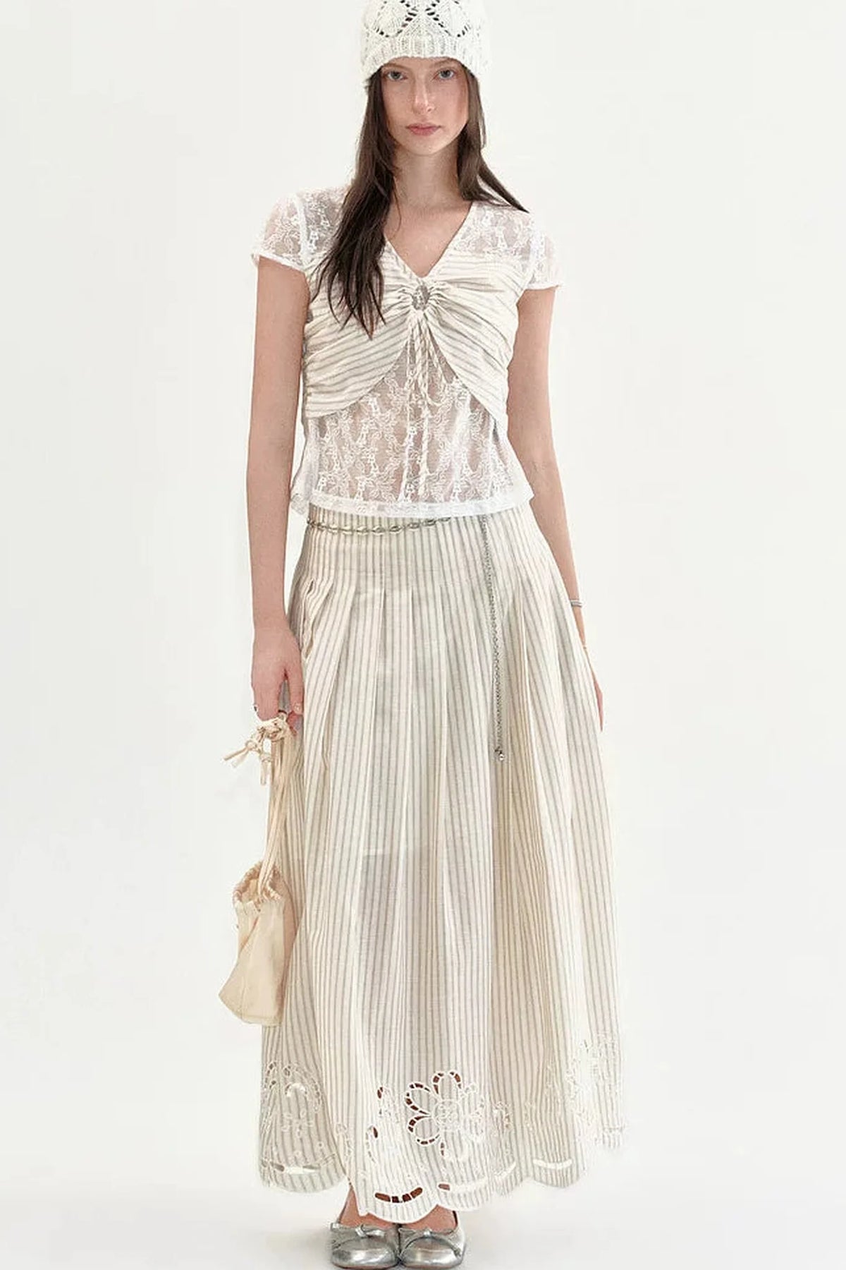 Cotton Embroidered A-Line Skirt