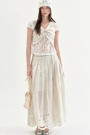 Cotton Embroidered A-Line Skirt