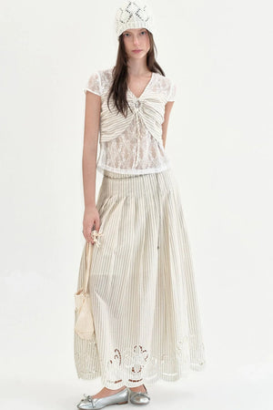 Cotton Embroidered A-Line Skirt