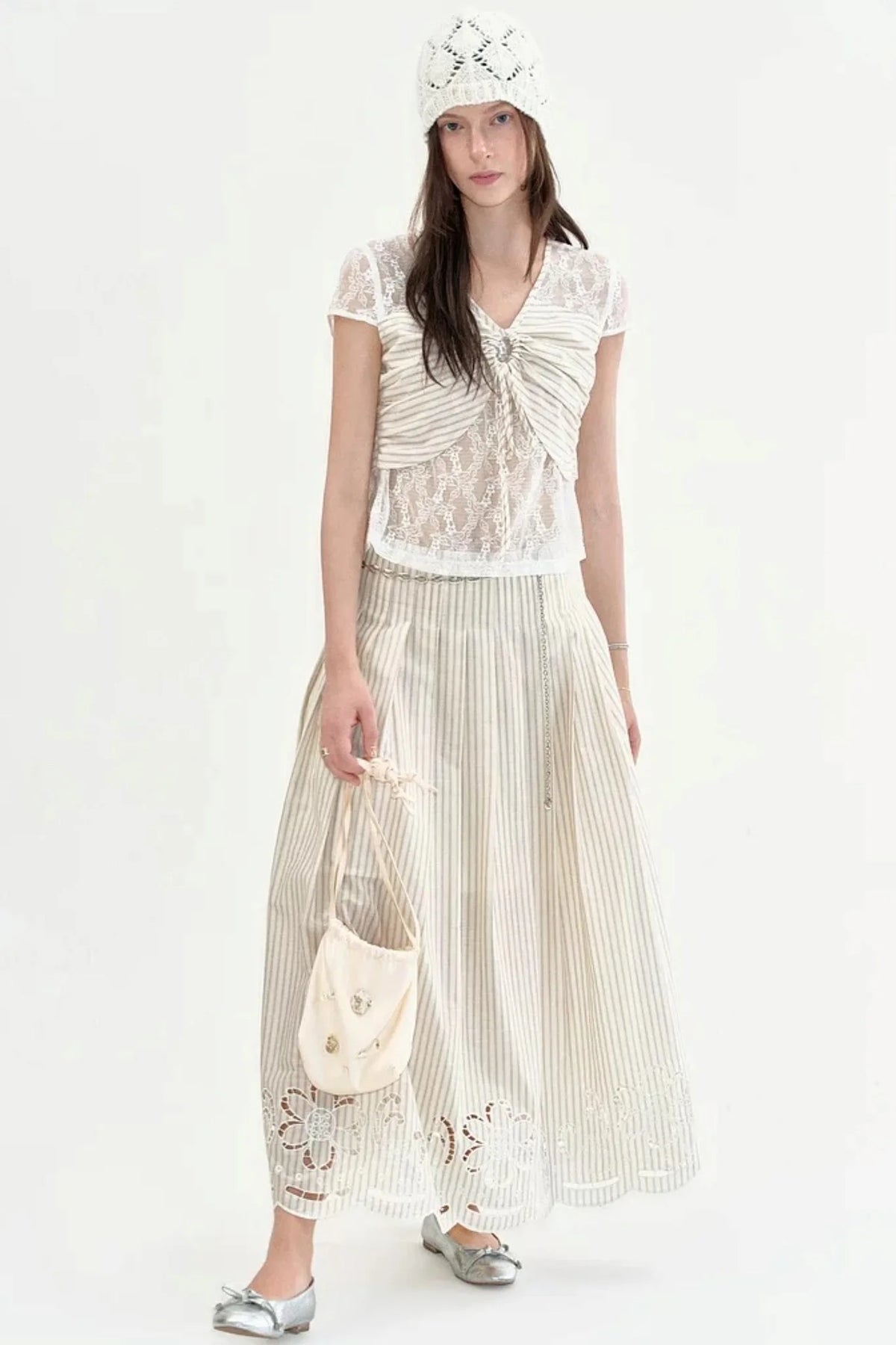 Cotton Embroidered A-Line Skirt