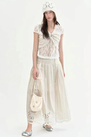 Cotton Embroidered A-Line Skirt