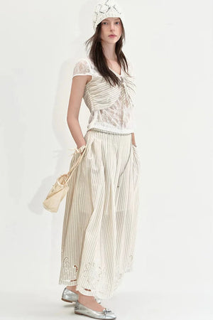 Cotton Embroidered A-Line Skirt