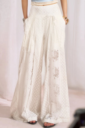 Cotton Floral Lace Wide Leg Pants