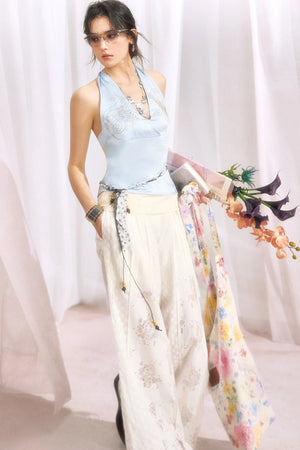 Cotton Floral Lace Wide Leg Pants