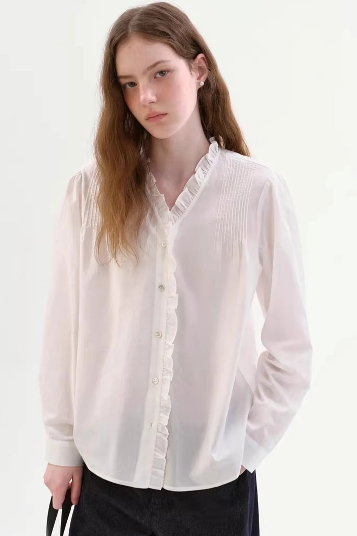 Cotton French-Style Ruffled Blouse