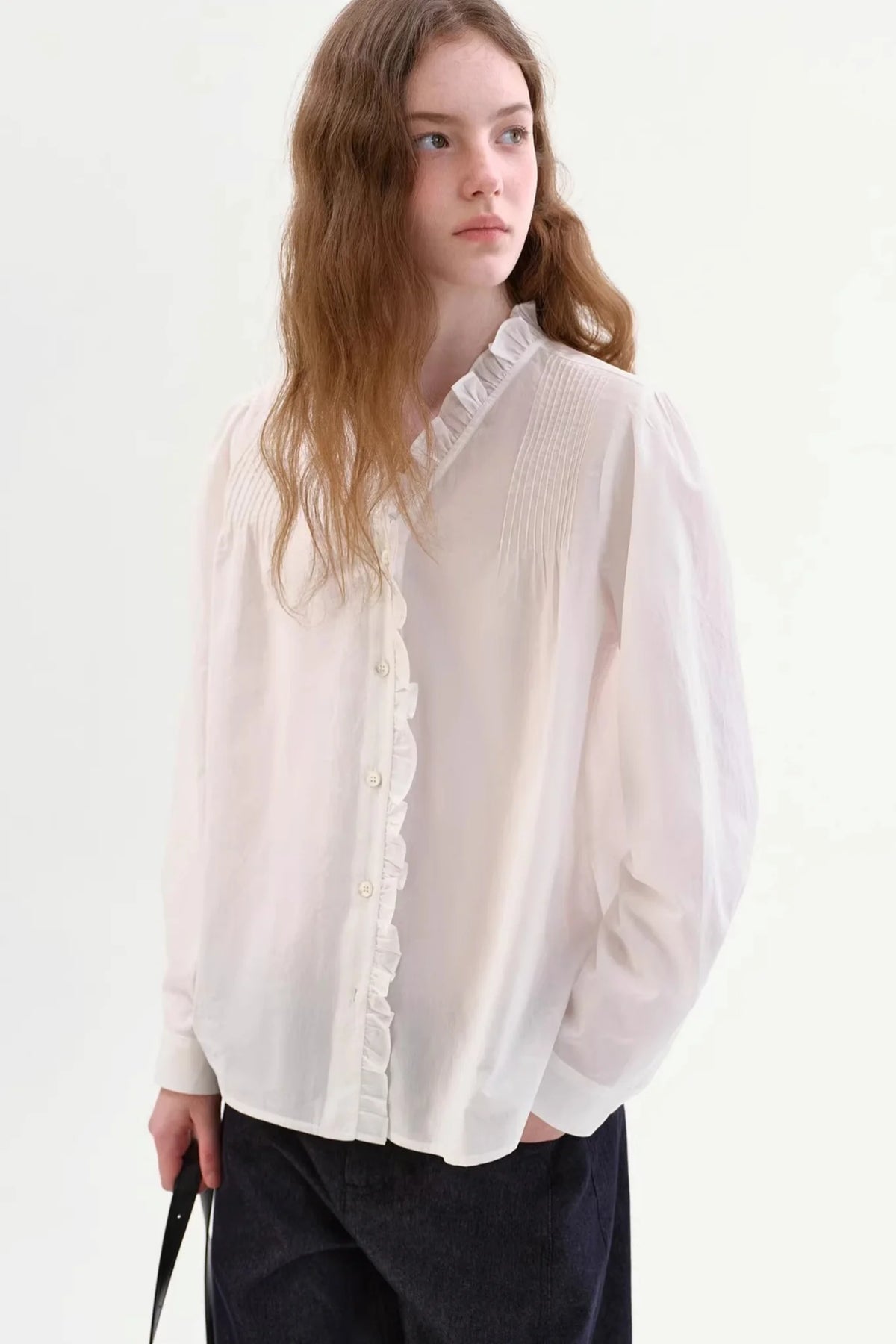 Cotton French-Style Ruffled Blouse