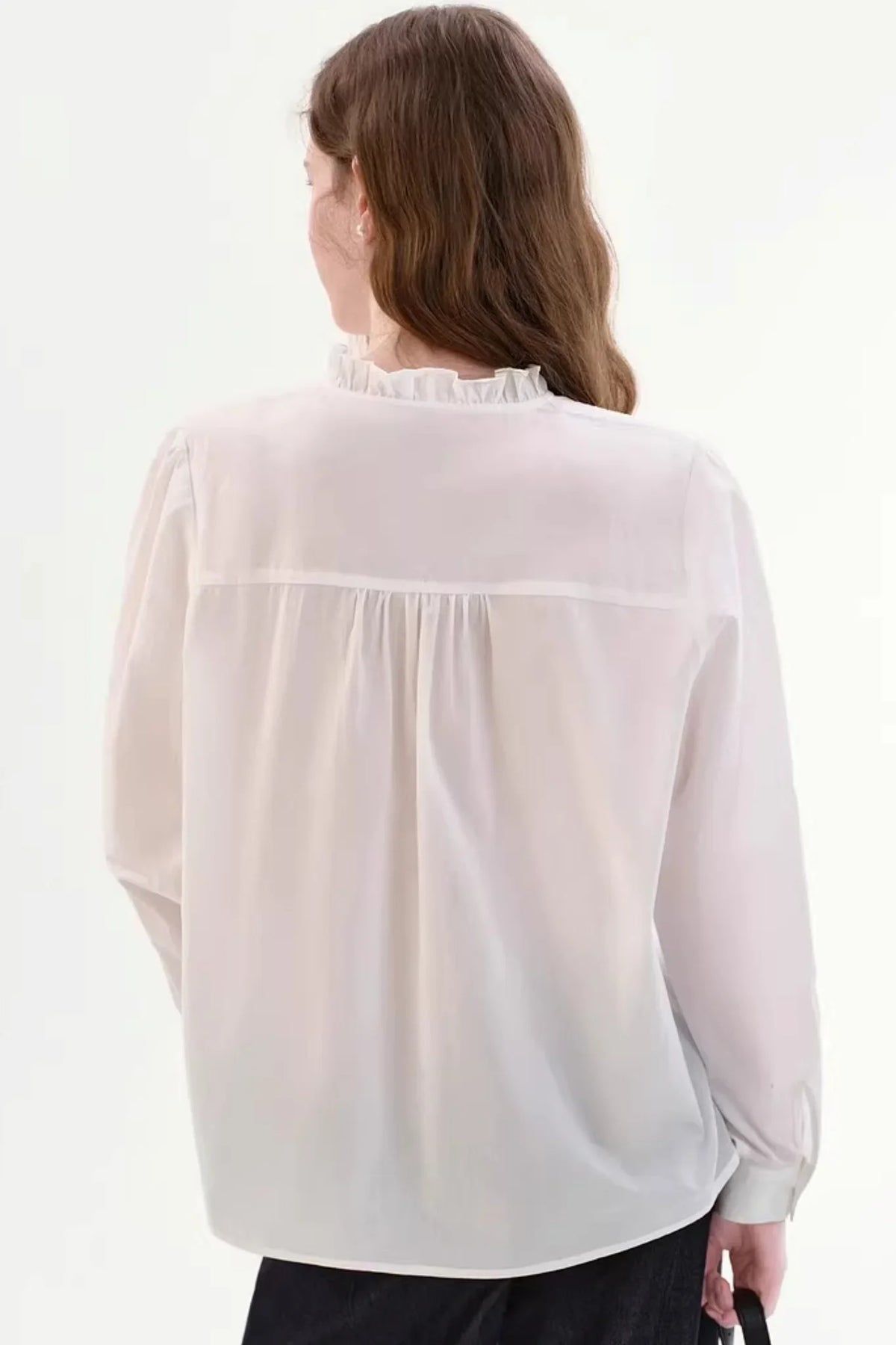 Cotton French-Style Ruffled Blouse