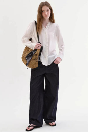 Cotton French-Style Ruffled Blouse